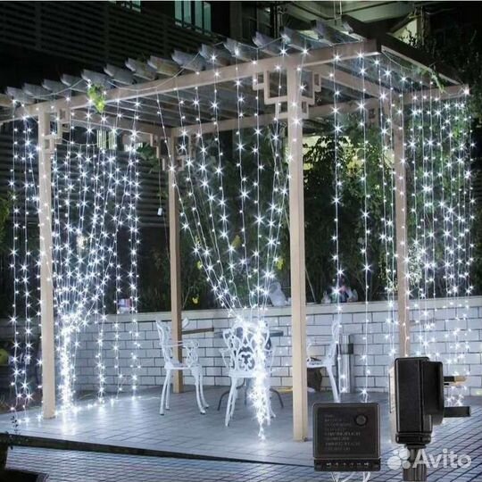 Новогодние украшения для дома, гирлянда штора