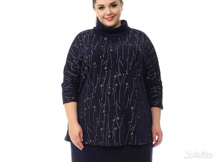 Джемпер Р.64 из джерси-ангоры, серебристый декор