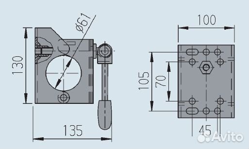 Хомут опорного колеса прицепа D60, 500 кг, С отк
