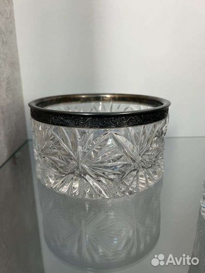 Ваза хрустальная с мельхиором