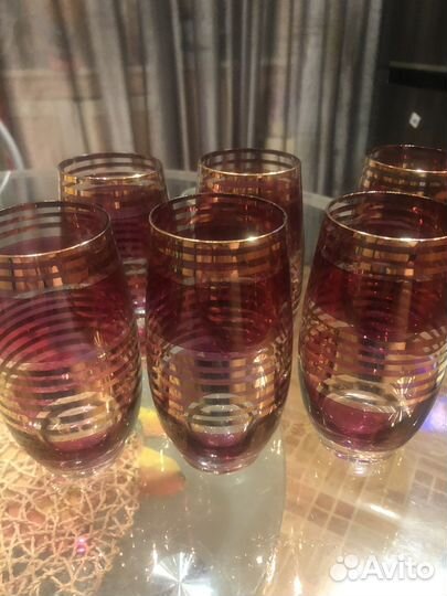 Стаканы и рюмки цветное стекло Богемия