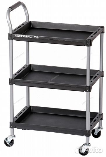 Тележка инструментальная с 3 пластиковыми полками