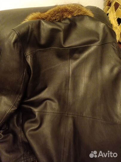 Кожаная куртка мужская с мехом волка