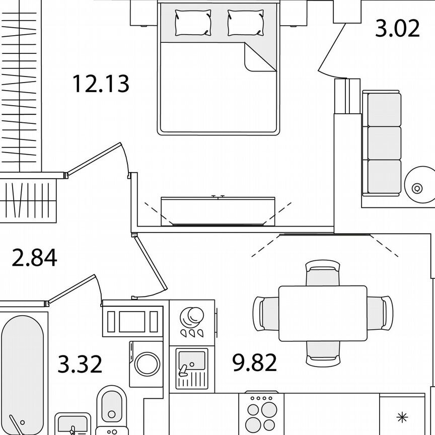 1-к. квартира, 29,6 м², 8/9 эт.