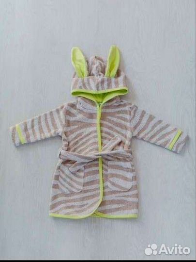 Детский махровый халат 74-92,тапочки р-р 21-24