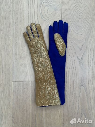 Перчатки высокие кожа, мех, 7,5