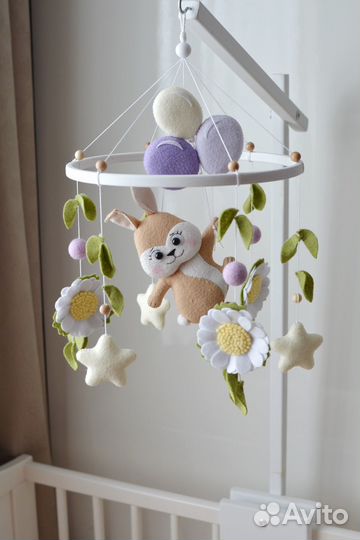 Детский мобиль карусель в кроватку из фетра