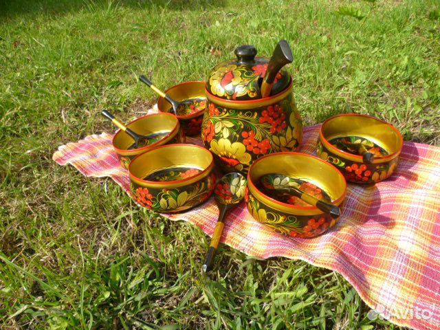 Деревянная посуда супница хохлома винтаж СССР 12шт