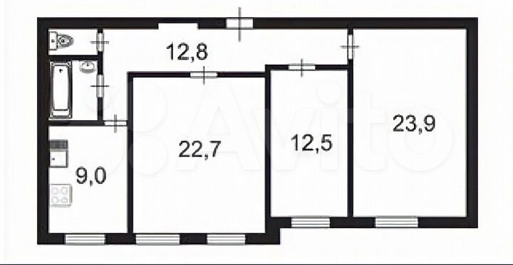 3-к. квартира, 85 м², 2/4 эт.