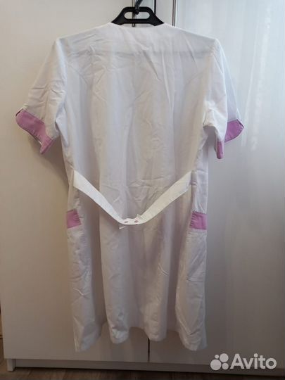 Медицинский халат женский белый и розовый 46р