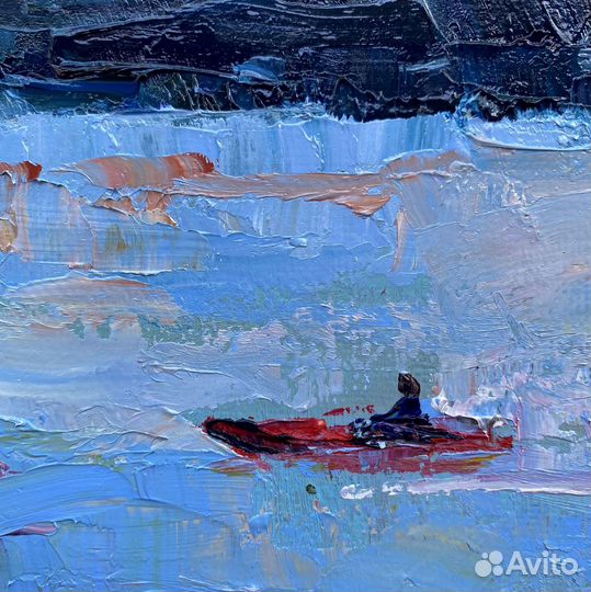 Картина маслом Пейзаж осеннее озеро