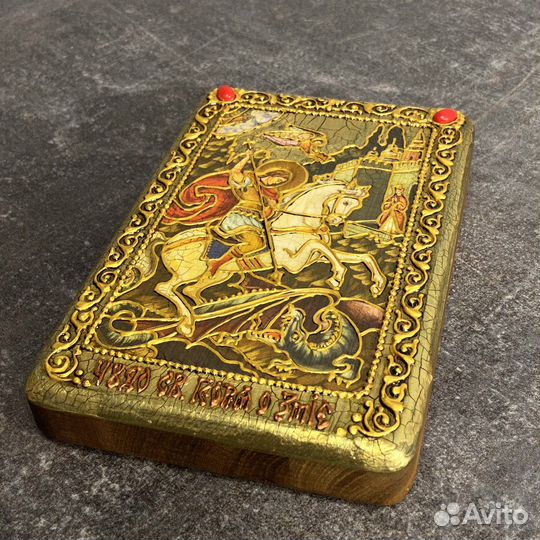 Икона ручной работы Чудо святого Георгия о змие