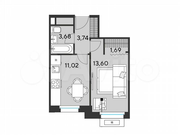 1-к. квартира, 33,7 м², 3/25 эт.