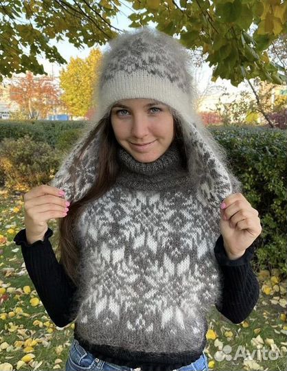 Шапка ушанка женская пуховая Манишка