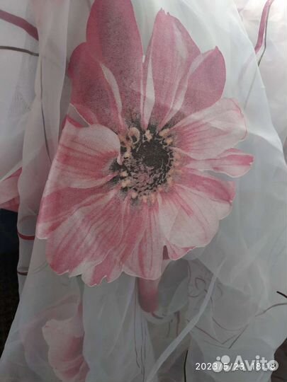 Органза в розовые цветы