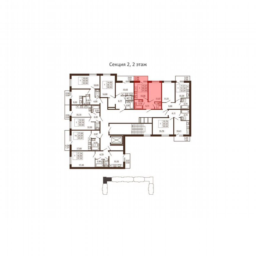 1-к. квартира, 31,1 м², 3/6 эт.