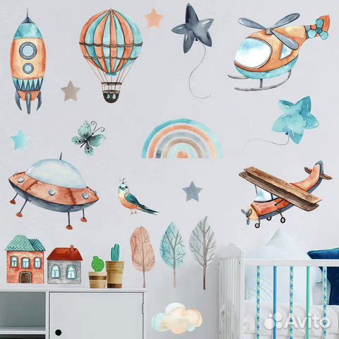 Детские наклейки на стену, обои, мебель