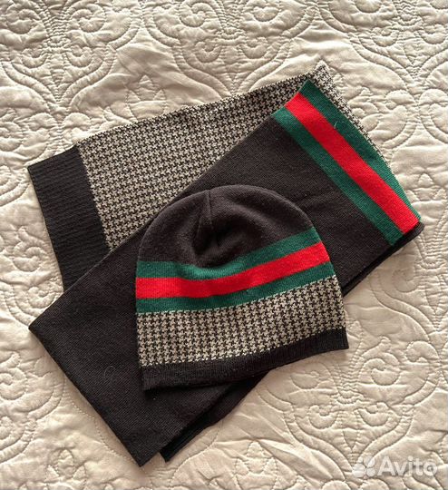 Шапочка+шарф Gucci на ребёнка 0,5 лет/ оригинал