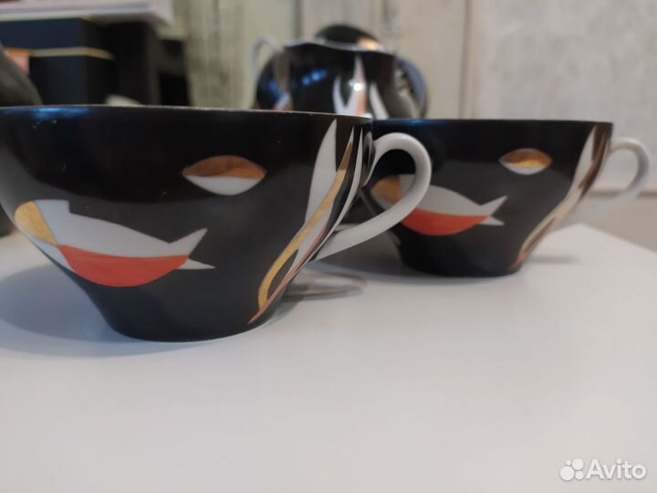 Сервиз чайный Дулево Аквариум,Тюльпан, Рифленка