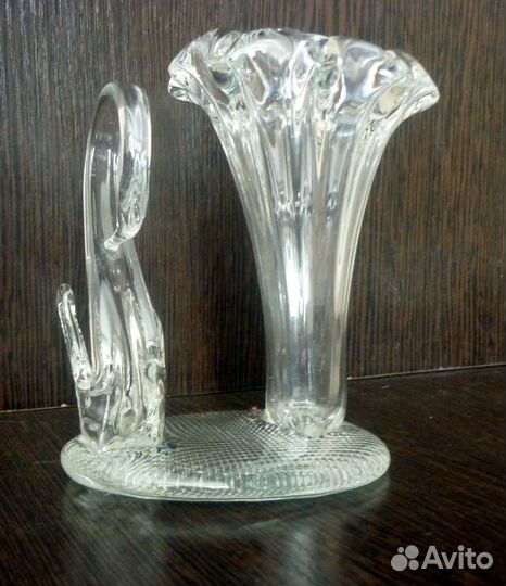 Хрустальная вазочка с лебедем СССР