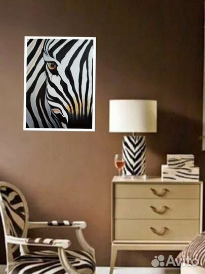 Картина маслом Зебра