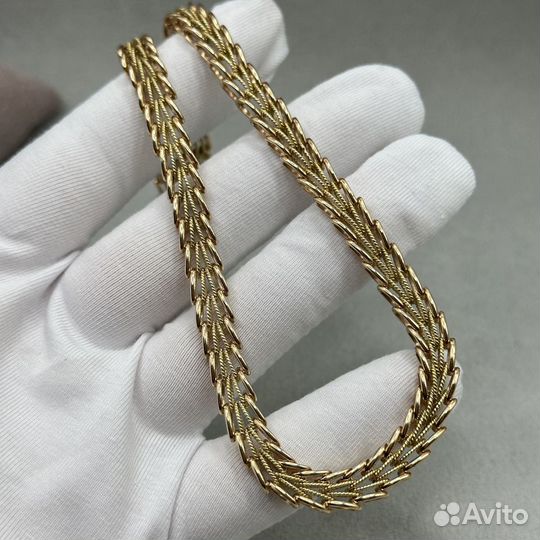 Золотая объемная цепь ожерелье Ёлочка 585