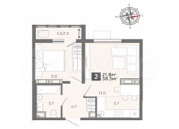 2-к. квартира, 38,7 м², 8/14 эт.