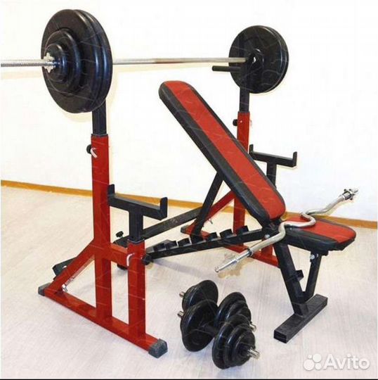 Стойка для штанги, скамья для жима