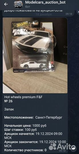 Аукцион: Hot Wheels Premium 1:64