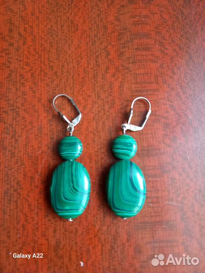 Малахитовые серьги