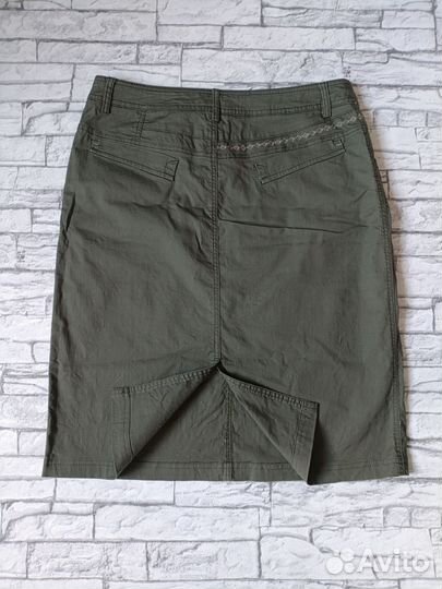 Женская юбка прямая 50 52 хлопок хаки