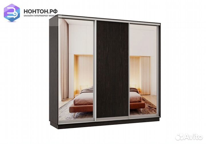 Шкаф-купе трёхдверный Асель с 2 зеркалами венге