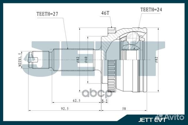 ШРУС внешний jett V42-4227 ABS V42-4227 ABS jett