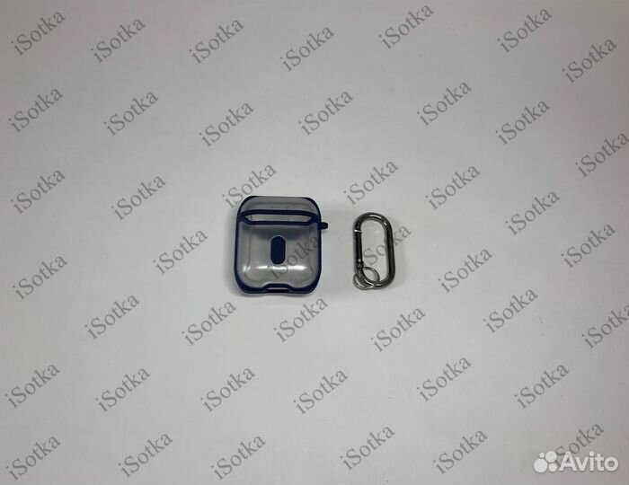 Чехол для AirPods 1/2 серия Пластиковый (темно син