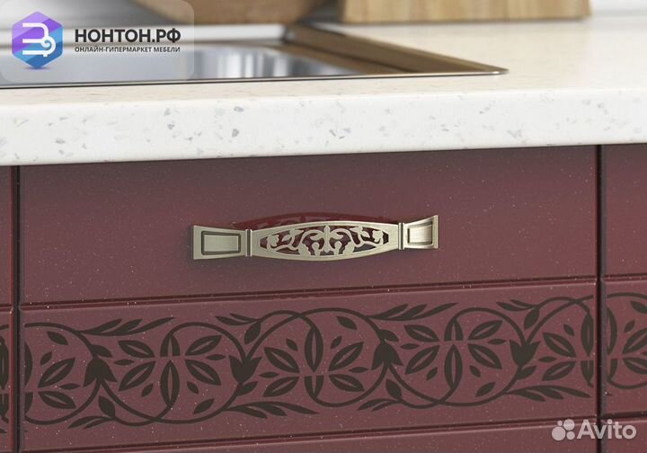 Кухня Мечта 2.0 м белый / белый металлик / гранат