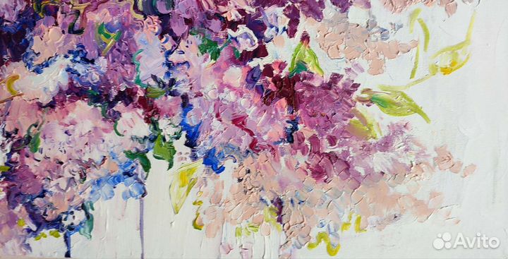 Картина маслом на холсте цветы сирень