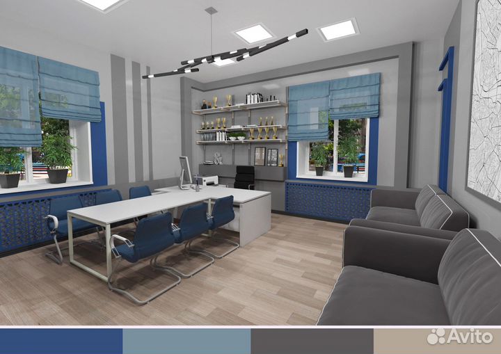 Дизайн интерьера офиса магазина коттеджа