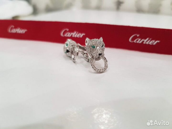 Золотые серьги Cartier с изумрудами и бриллиантами