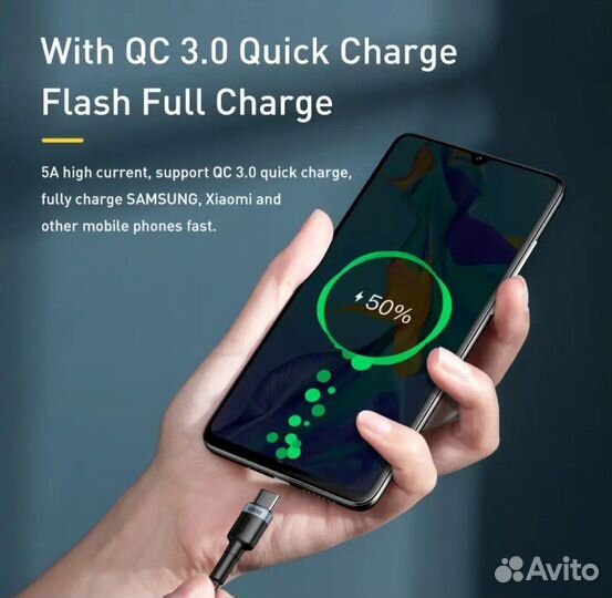 Кабель быстрой зарядки USB Type-C на USB Type-C
