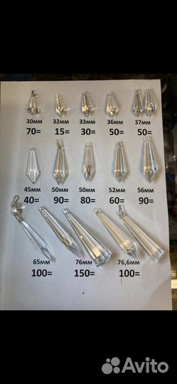 Хрустальные стеклянные элементы для люстр и бра