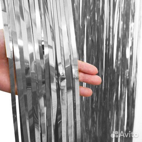 Занавес для фотозоны, дождик, Серебро, Золото