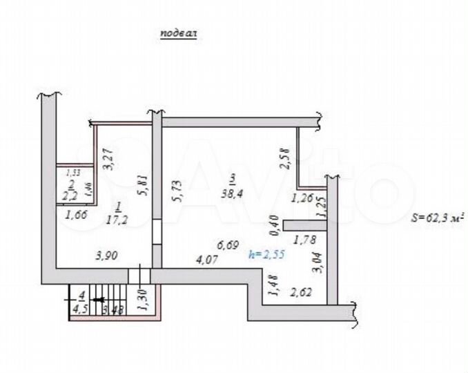 Свободного назначения, 62.3 м²