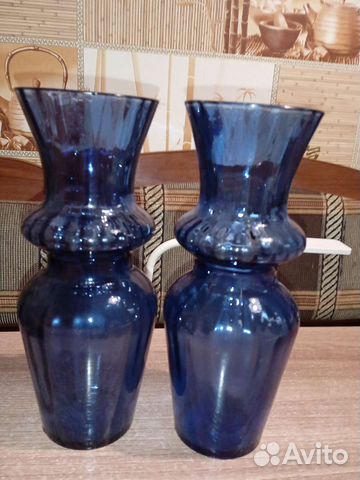 Ваза синее стекло СССР