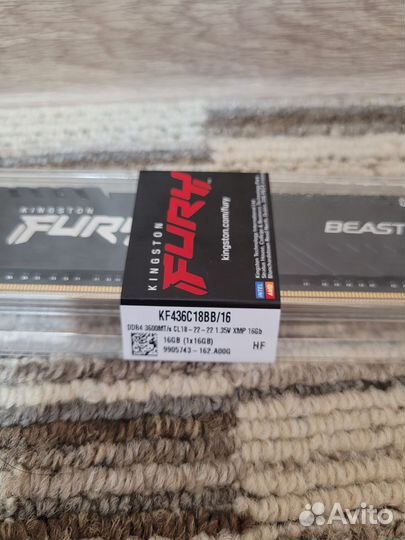 Планка оперативной памяти Kingston Fury 16gb ddr4