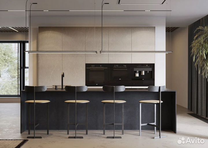 Кухня угловая с островом