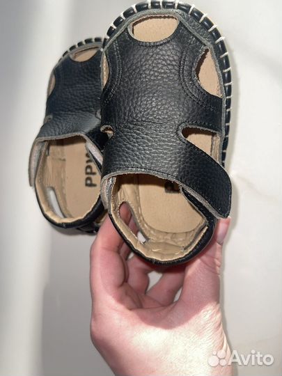 Босоногие сандалии детские кожаные