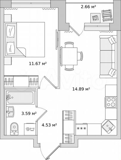 1-к. квартира, 34,8 м², 21/21 эт.