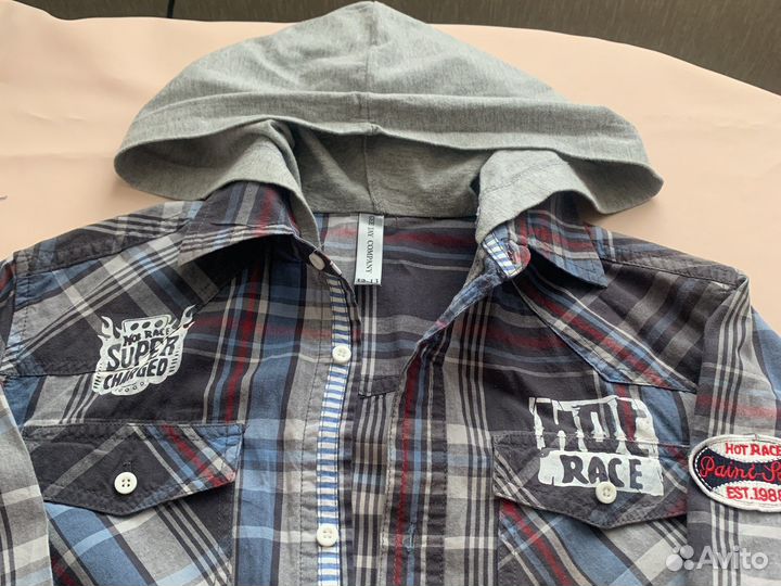 Рубашка для мальчика 12-13 лет с капюшоном