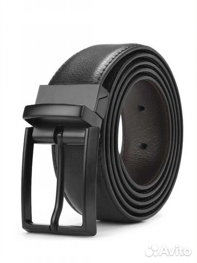 Мужской кожаный ремень черный