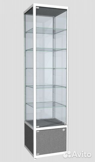Витрина стеклянная с каркасом из металла 